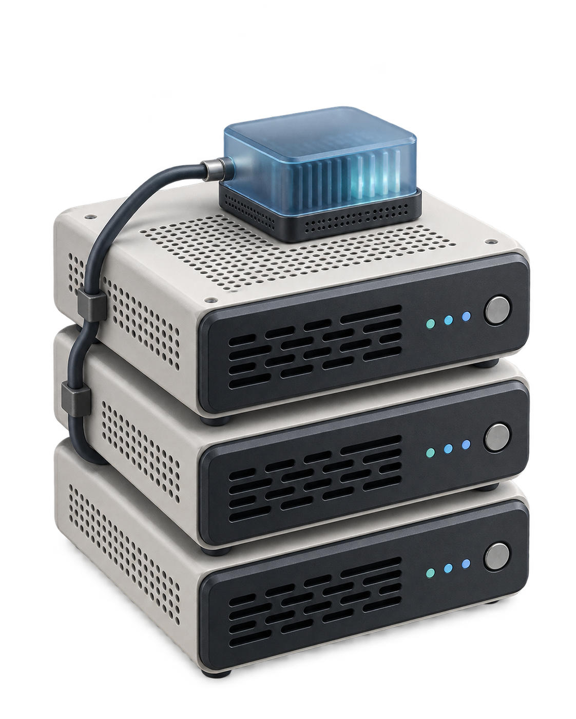 Isometric illustration of connected server units